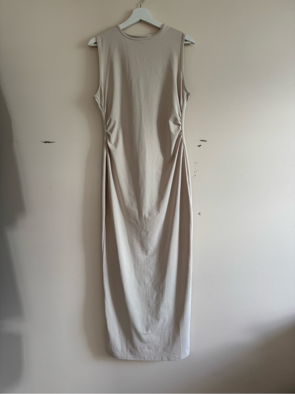 Sleeveless Maxi Dress in Light Beige with Side Detail